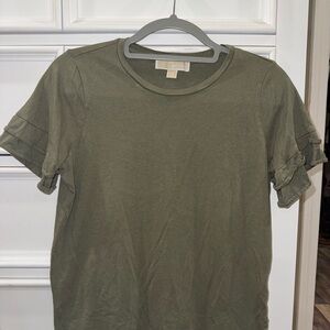 Olive Green Ruffle Sleeve Tee